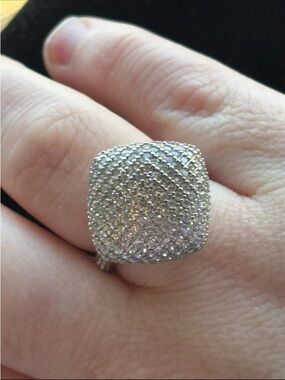 NWT White Gold Plated Pave CZ Statement Ring Size 6 Cushion Dome Cocktail Ring